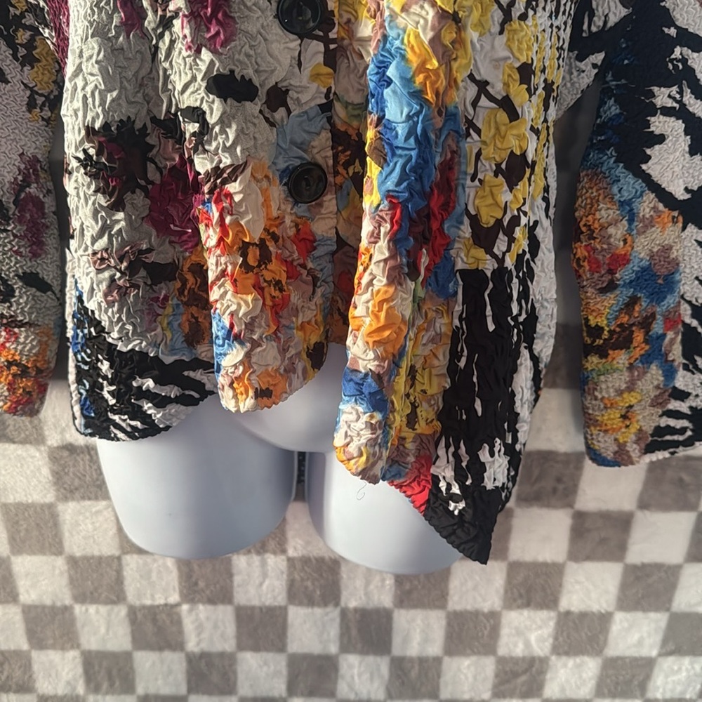Alberto Makali Crinkled LightWeight Blazer Sport Coat Abstract colorful Size L - Picture 3 of 14